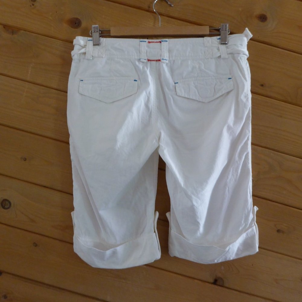 Free People White 100% Cotton Cargo Cuff Shorts Bermuda Pants Casual Jeans 4 - Picture 5 of 8